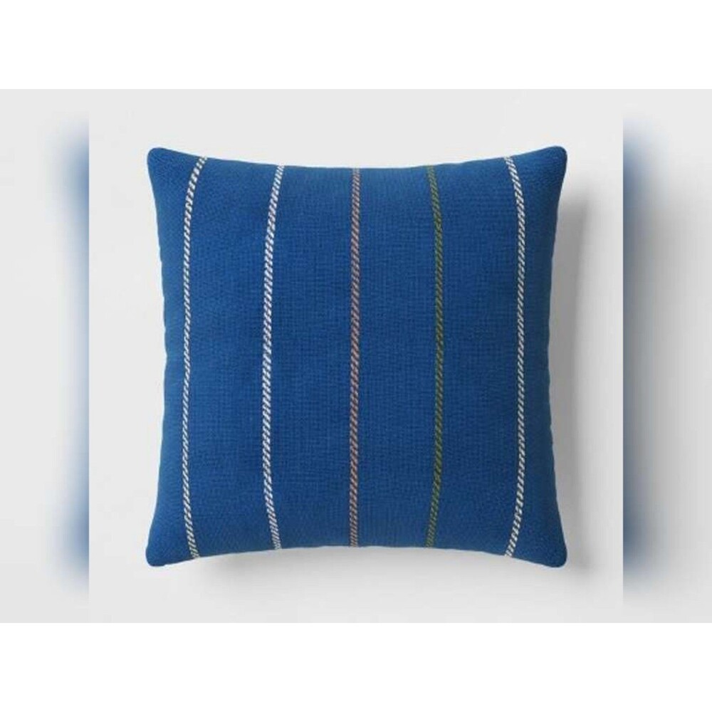 2 Blue Striped Throw Pillows 16x16 NEW